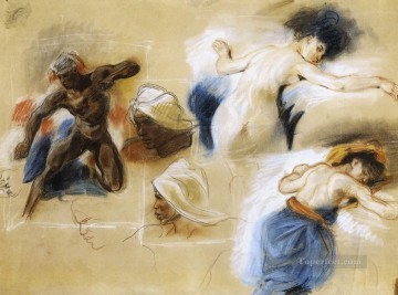 サルダナパールの死のスケッチ ロマンチックなウジェーヌ・ドラクロワ Oil Paintings